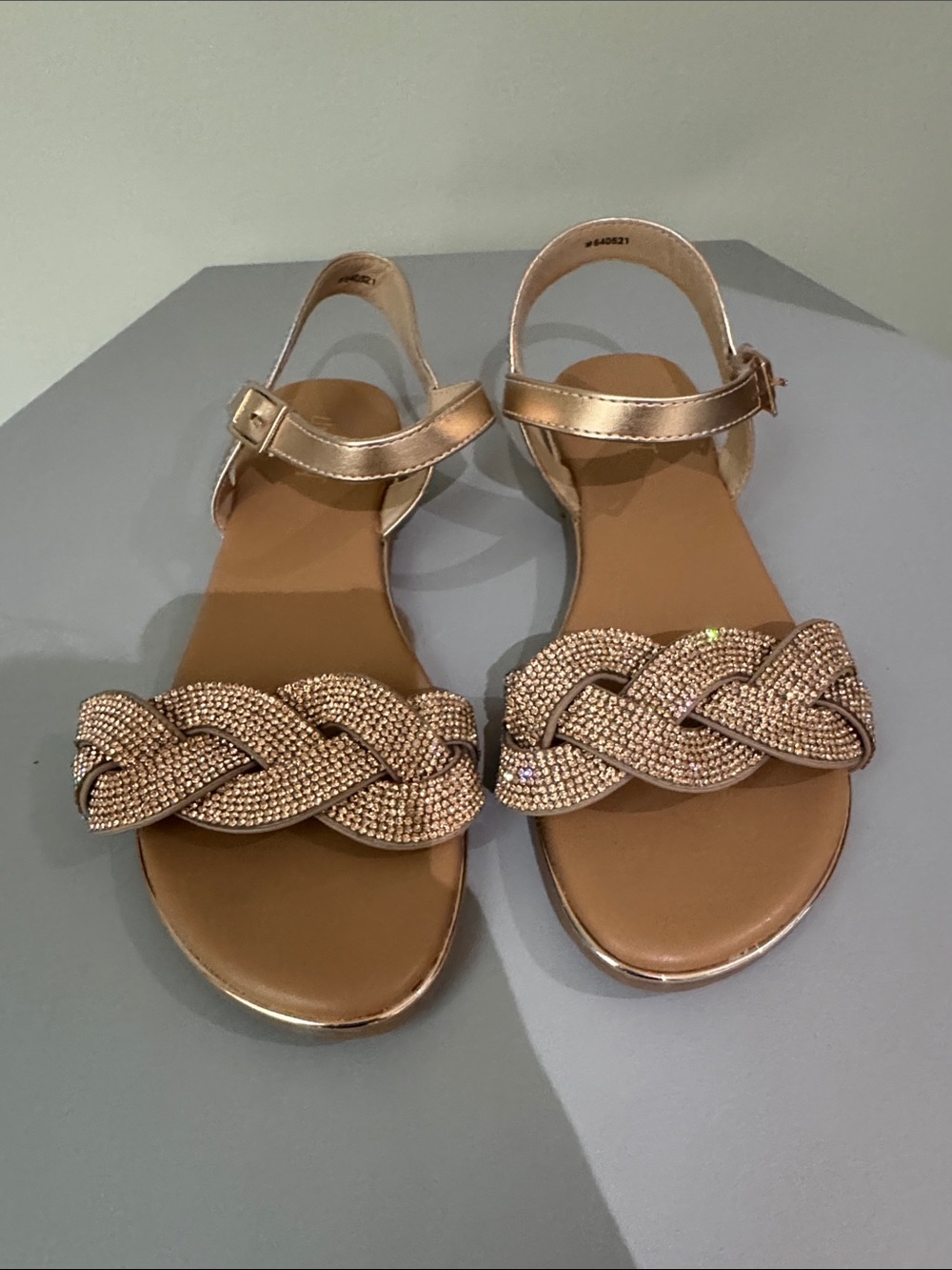 Limelight Girls Braided Crystal Strap Sandals in Rose Gold size 3